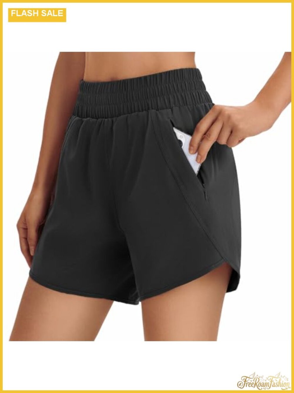 Women's Athletic Running Shorts High Waisted Quick Dry with Zip Pockets